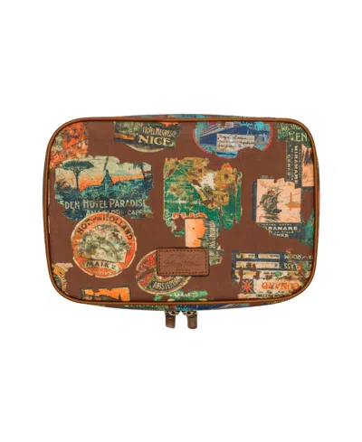 Patricia Nash Ilaria Small Hanging Case Bag In Vintage Travel Sticker