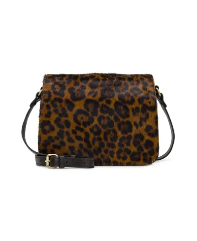 Patricia Nash Ilina Flap Crossbody Bag In Leopard Hair-on-cowhide Leather