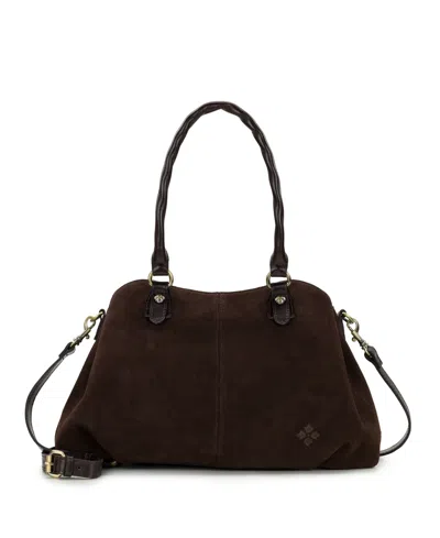 Patricia Nash Johanne Suede Zipper Medium Satchel Handbag In Chocolate