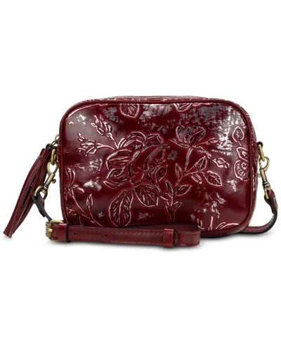 Patricia Nash Josie Small Rectangle Bark Leaves Leather Crossbody, Created For Macy's In Maroon