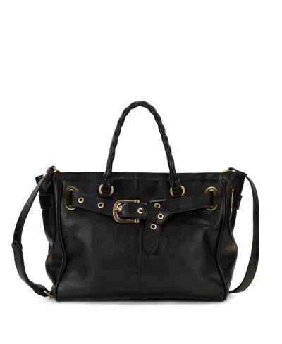 Patricia Nash Kari Belted Extra-large Satchel Handbag In Black,gold