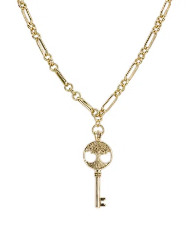 Patricia Nash Key To My Heart Collection Long Key Necklace In Gold