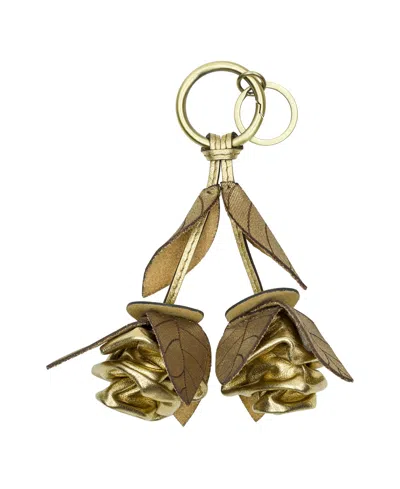 Patricia Nash Laced Rose Bag Charm In Antique Gold