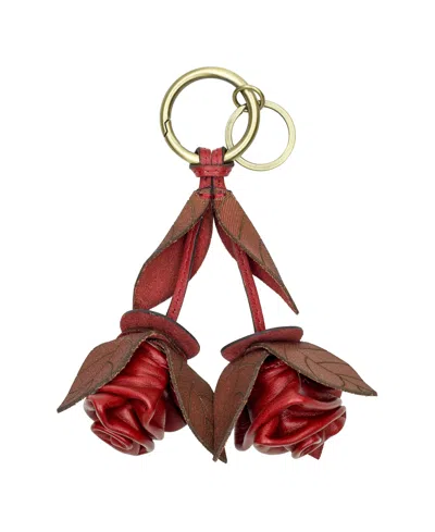 Patricia Nash Laced Rose Bag Charm In Ruby Red