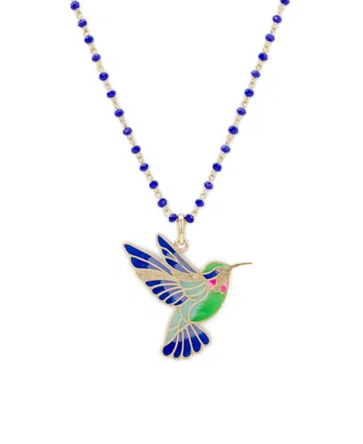 Patricia Nash Large Hummingbird Pendant Necklace In Blue