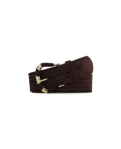 Patricia Nash Lars Burnished Suede Belt In Chocolate