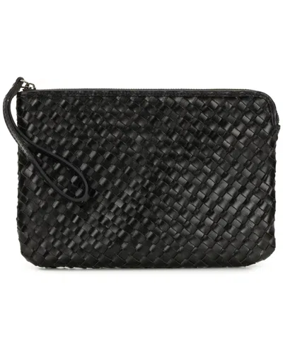 Patricia Nash Leisha Zippered Leather Wristlet In Black