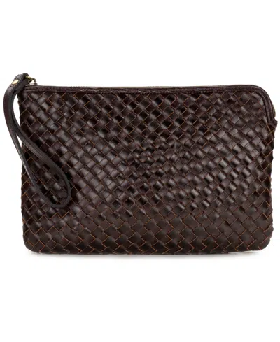 Patricia Nash Leisha Zippered Leather Wristlet In Brown