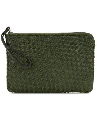 Patricia Nash Leisha Zippered Leather Wristlet In Green