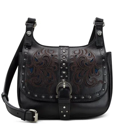 Patricia Nash Linny Small Leather Saddle Bag In Black