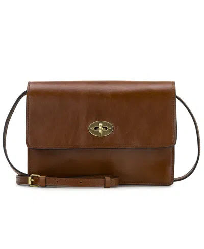 Patricia Nash Livana Small Vintage Distressed Leather Crossbody Bag In Cognac