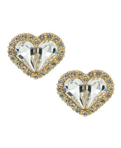 Patricia Nash Lovely Sparkle Collection Pave Heart Post Earrings In Gold