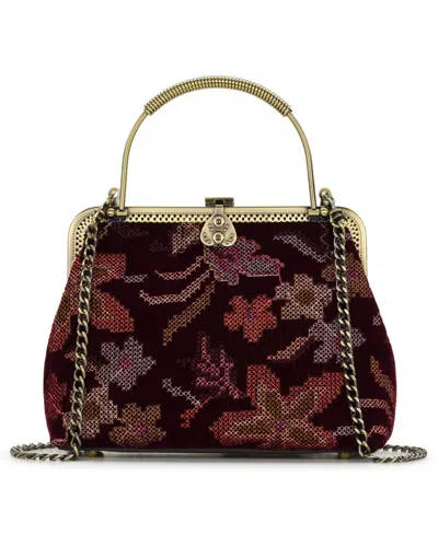 Patricia Nash Marcaria Frame Full Grain Leather Small Crossbody Handbag In Plum