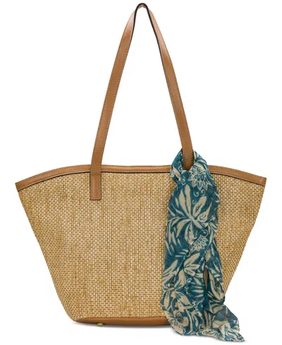 Patricia Nash Marconia Extra-large Raffia Tote With Scarf In Multi