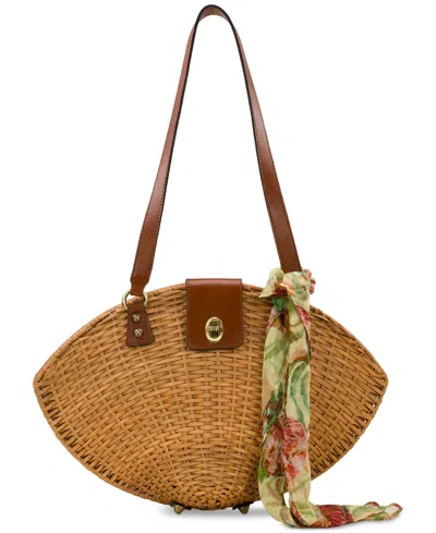 Patricia Nash Mare Shell Extra-large Rattan Shoulder Bag In Natural W