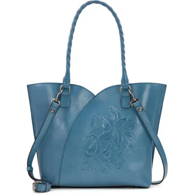 Patricia Nash Marion Embossed Leather Tote Bag In Blue