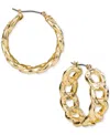 Patricia Nash Matte Hammered Link Hoop Earrings In Gold