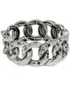 Patricia Nash Matte Hammered Link Stretch Bracelet In Silver