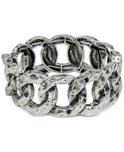 Patricia Nash Matte Hammered Link Stretch Bracelet In Silver