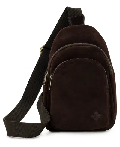 Patricia Nash Melle Mini Suede Leather Sling Handbag In Chocolate