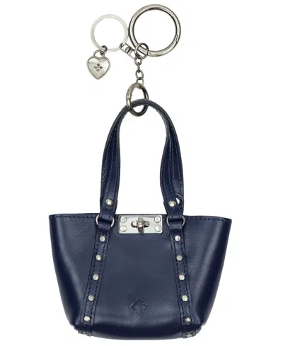 Patricia Nash Micro Benvenuto Leather Tote Bag Charm In Blue