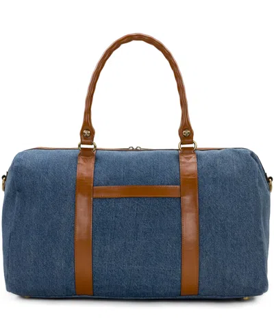 Patricia Nash Milano Extra-large Denim Weekender Duffel Bag In Blue