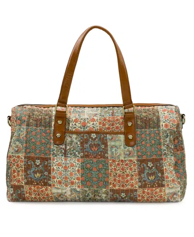Patricia Nash Milano Extra-large Weekender Duffel Satchel Handbag In Cotton Nordic Patchwork