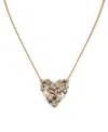 Patricia Nash Multi-stone Matte Gold-tone Heart Pendant Necklace In Gold
