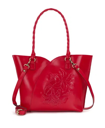 Patricia Nash Parisian Floral Tooled Large Marion Tote Bag In Red