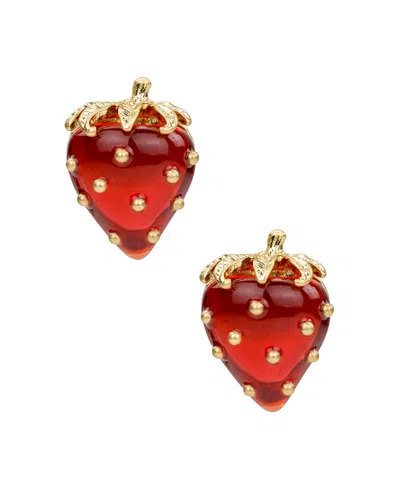 Patricia Nash Patrica Nash Gold-tone Plated Strawberry Button Post Earrings In Pink
