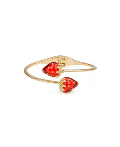 Patricia Nash Patrica Nash Gold-tone Plated Strawberry Cuff Bracelet In Pink