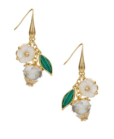 Patricia Nash Patrica Nash Gold-tone Plated Strawberry Wire Drop Earrings In Pattern