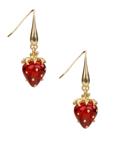 Patricia Nash Patrica Nash Gold-tone Plated Strawberry Wire Drop Earrings In Pink