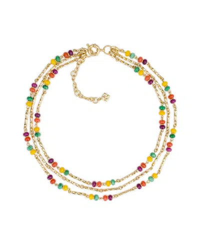 Patricia Nash Patrica Nash Gold-tone Plated Triple Modular Necklace In Pink