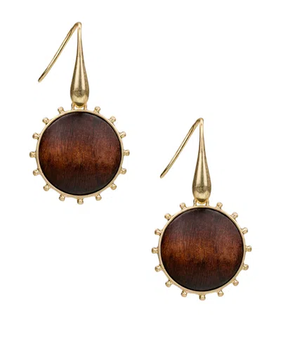 Patricia Nash Patrica Nash Gold-tone Plated Wood Drop Earrings In Orange