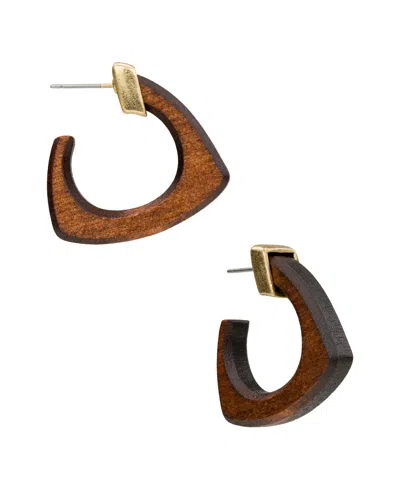 Patricia Nash Patrica Nash Gold-tone Plated Wood Hoop Earrings In Green