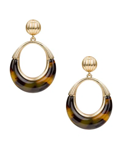 Patricia Nash Pave Tortoise Resin Collection Doorknocker Earrings In Gold