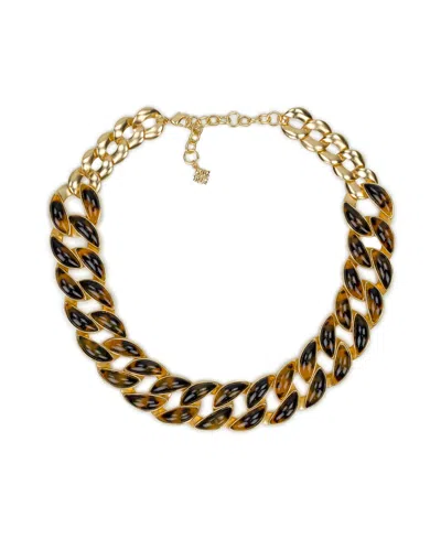 Patricia Nash Pave Tortoise Resin Collection Graduated Link Necklace In Gold