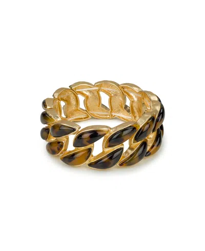 Patricia Nash Pave Tortoise Resin Collection Stretch Link Bracelet In Gold