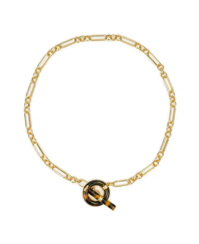 Patricia Nash Pave Tortoise Resin Collection Toggle Necklace In Gold