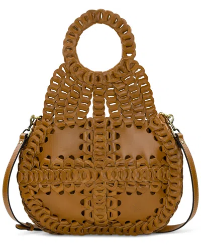 Patricia Nash Pisticci Chainlink Leather Shoulder Bag In Brown