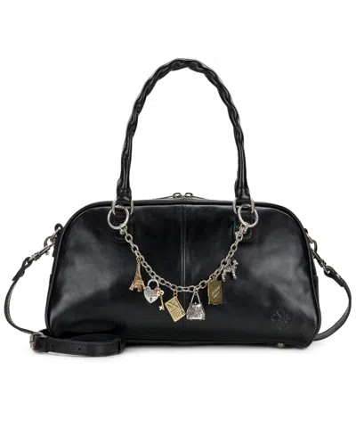 Patricia Nash Pomezia Large Leather Crossbody Satchel Bag In Black