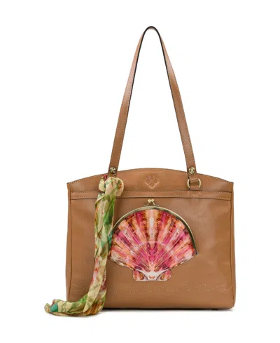 Patricia Nash Poppy Tote With Seashells By The Seashore Scarf In Brown