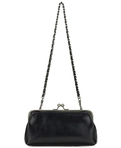 Patricia Nash Potenaz Mini Leather Detachable Chain Crossbody Clutch Handbag In Black