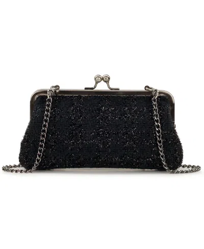 Patricia Nash Potenaz Mini Tweed Potenaz Kiss-lock Crossbody Clutch Handbag In Black
