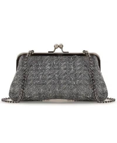Patricia Nash Potenaz Mini Tweed Potenaz Kiss-lock Crossbody Clutch Handbag In Gray