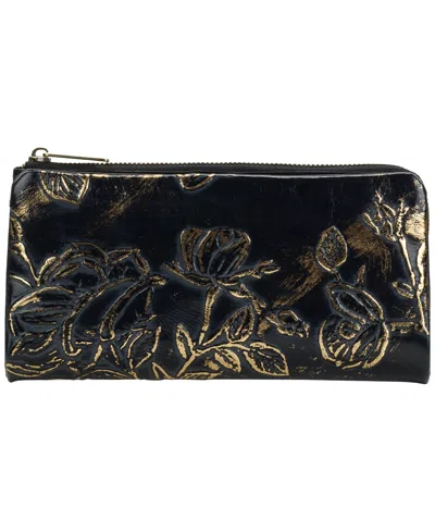 Patricia Nash Prassa Bark Leaves Textured Wallet In Black