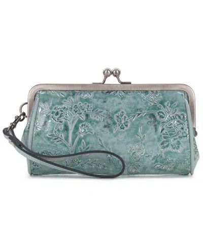 Patricia Nash Renna Leather Kisslock Wristlet In Rose Garden Frost