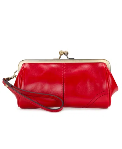 Patricia Nash Renna Small Leather Wristlet In Red