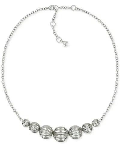 Patricia Nash Rhodium Bead Single Strand Necklace In Silver